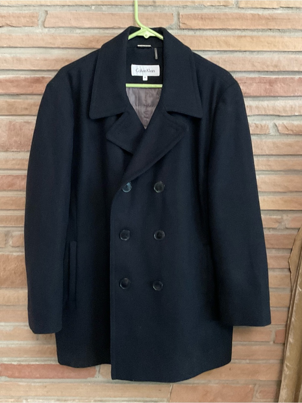 Calvin Klein Men’s Wool Blend Pea Coat Quilted Lining Navy Medium